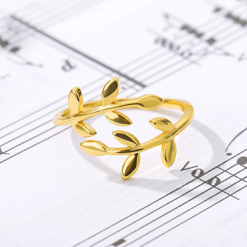 Charms Two Olive Tree Branch Leaves Open Ring for Women Girl Wedding Rings Adjustable Knuckle Finger Jewelry Xmas Gifts | Украшения и