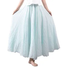 Модные женские праздничные этнические хлопковые льняные юбки однотонные Длинные свободные вечернее пляжное платье многослойная юбка женские макси юбки#20