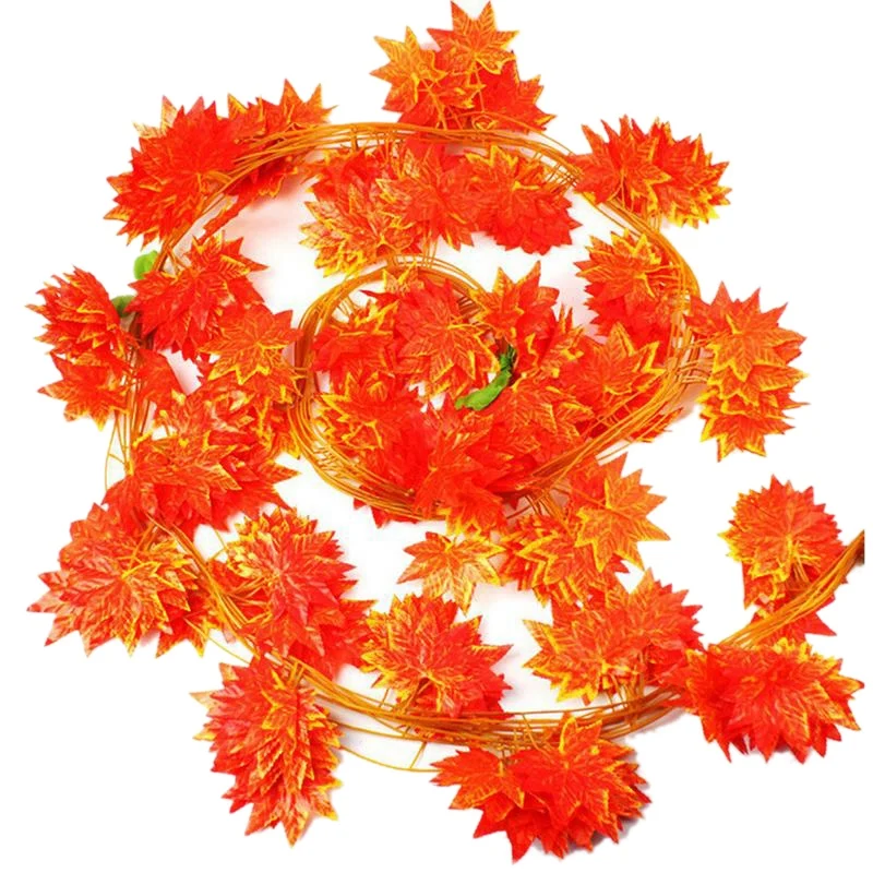 

12 Piece 2.3M Artificial Vine Red Autumn Maple Leaf Fake Garland Plants Foliage Garden for Wedding Party Home Decoration