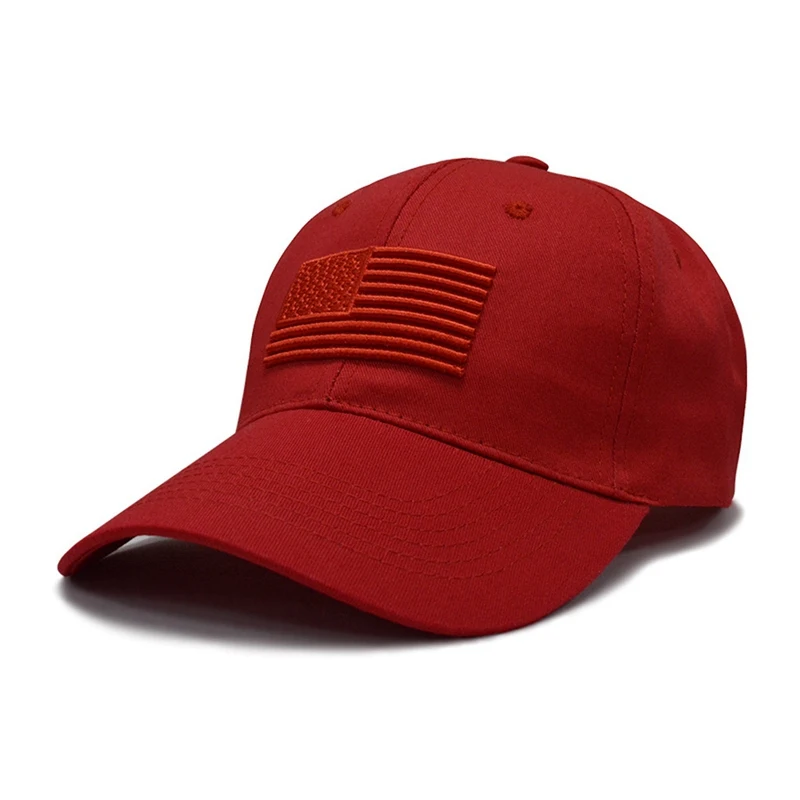 Спортивная Кепка для бега Мужская Женская кепка американский флаг вышитая Хлопковая мужская шапка с регулируемой застежкой сзади