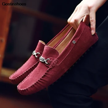 

Tenis Masculino Adulto Shoes Men Genuine Leather Drivers Zapatos Para Hombre Loafers Cow Leather Slip-on Summer Rubber Solid