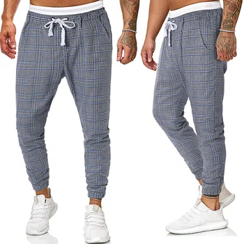 

Pants Men Plaid Streetwear Trousers Male Sweatpants Plus Size Mens Sportswear Leisure Stylish Youth Sweatpant Japanese Style