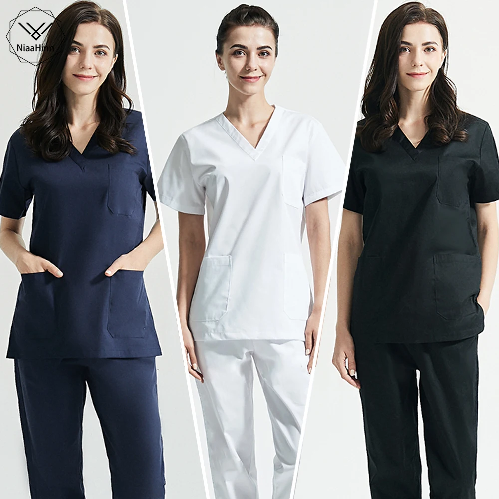 Man Uniforms Women Beauty Salon Scrub Clothes Short Sleeve Scrubs Set