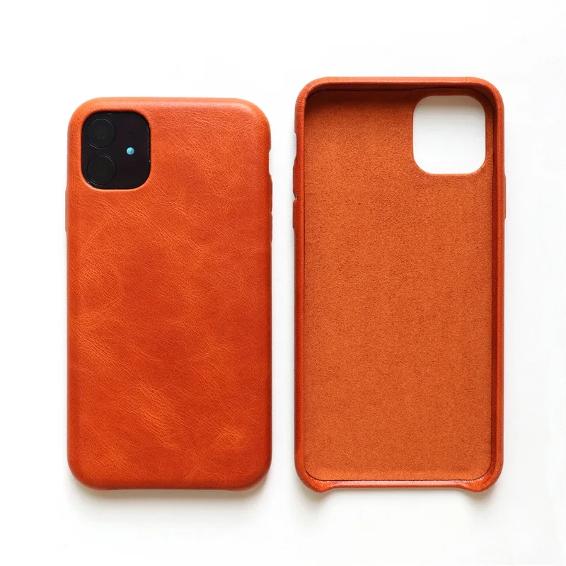 Винтажный чехол из натуральной кожи для iPhone 11 Pro Max, деловой стиль, модный, роскошный, анти-осенний, ультра тонкая задняя Сумка, чехол для iPhone 11 Pro - Цвет: Cognac
