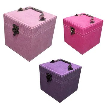 

Three Layers Velvet Jewelry Box Ring Necklace Storage Case Flannel Makeup Organizer Women Valentine'S Day Gift Box