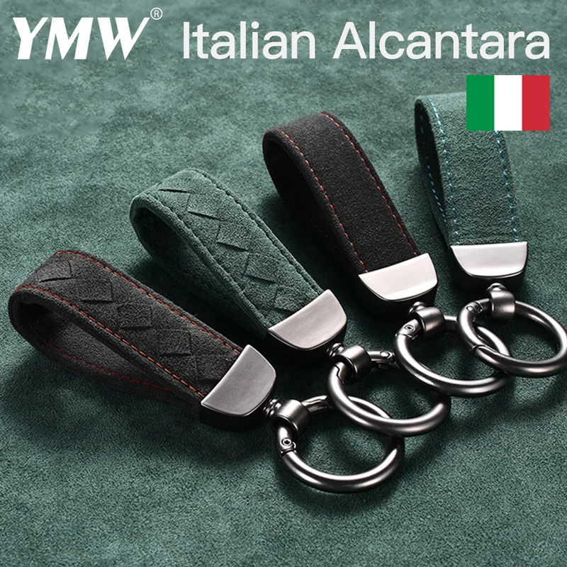 Ymw-llavero con anilla para llaves de coche, cuerda trenzada, llavero de cuero Artificial para hombre y mujer, hebilla colgante tejida a mano