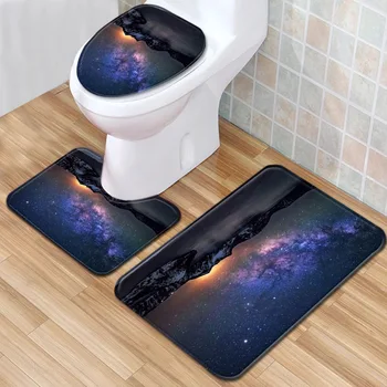 

Starry Bathroom Mat Toilet Three-Piece Set Home Anti Slip Liner Foam Durable Cover Shower Carpets Bathroom Mat Set