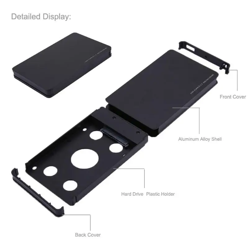 Корпус из алюминиевого сплава USB 3,0 HDD жесткий диск Внешний корпус 2,5 дюйма SATA Поддержка 2,5 ''SATA I/II/III HDD/SSD(до 4 ТБ