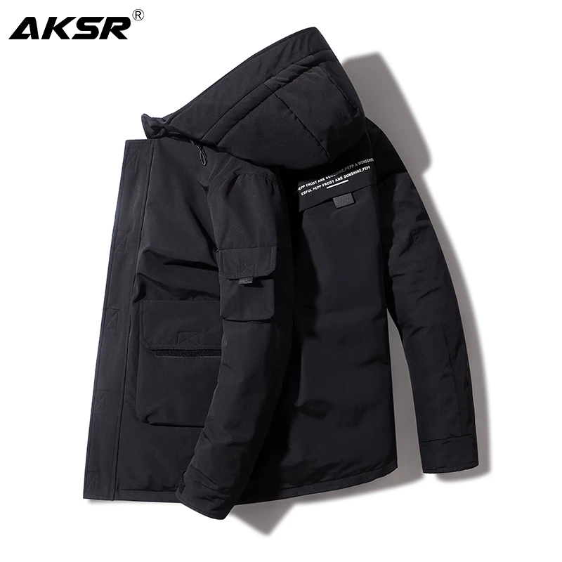 AKSR мужская зимняя куртка пальто пуховик большой размер Толстая теплая длинная куртка с капюшоном дутая куртка ветровка мужская ветровка