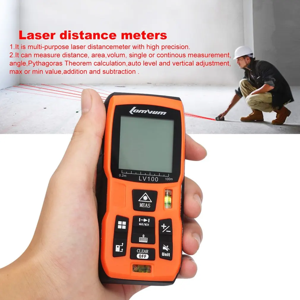 Portable Handheld Digital Laser Rangefinder Distance Meter Measure Tape 40m Range Finder Area Volume Measure Diastimeter