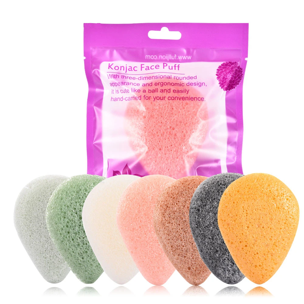 

1pcs Natural Konjac Sponge Cosmetic Puff Face Wash Flutter Cleaning Sponge Water Drop Shaped Puff Facial Cleanser Tools