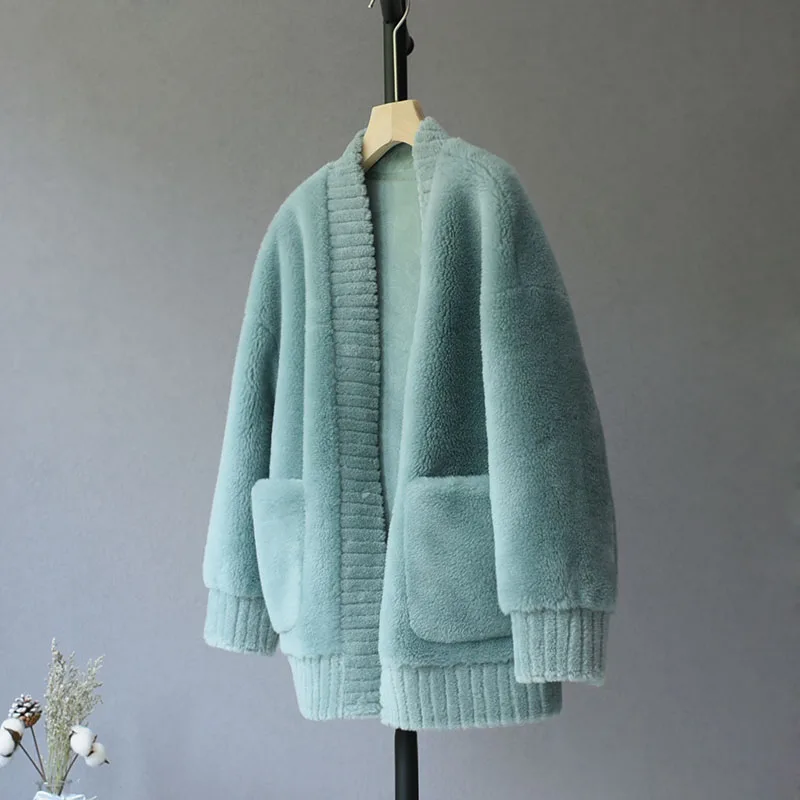 OFTBUY парка с v-образным вырезом зимняя куртка Женское пальто из натурального меха тканая шерсть плюшевый флис медведь плюшевая верхняя одежда теплая уличная