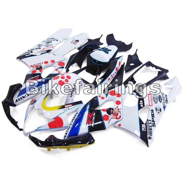 Полный комплект обтекателя Для Suzuki GSXR1000 K5 2005 2006 GSX-R1000 05 06 ABS пластиковые детали для мотоцикла капоты белого и синего цвета и красный горошек