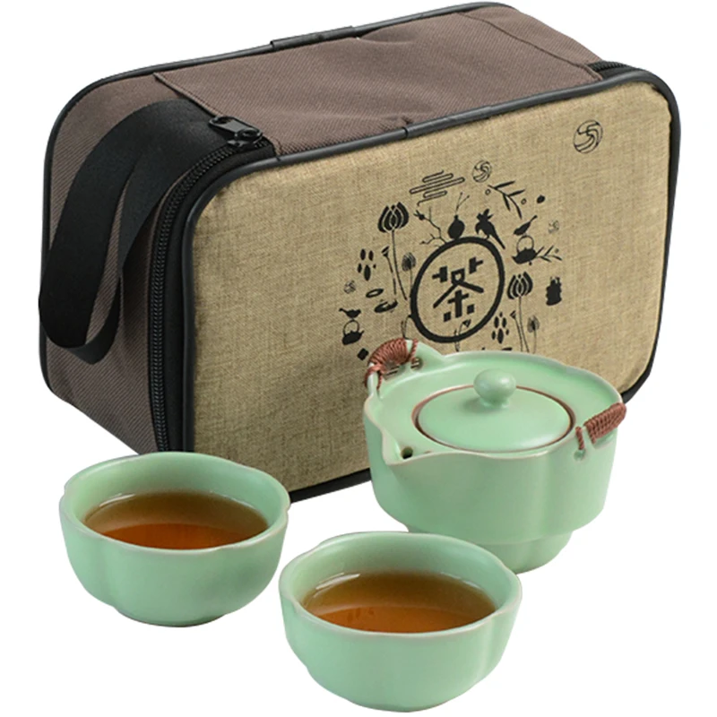 [GRANDNESS] чайный сервиз Ruyao включает 1 горшок 2 чашки высокого качества Gaiwan керамический чайник чашка портативный дорожный чайный набор кунг-фу