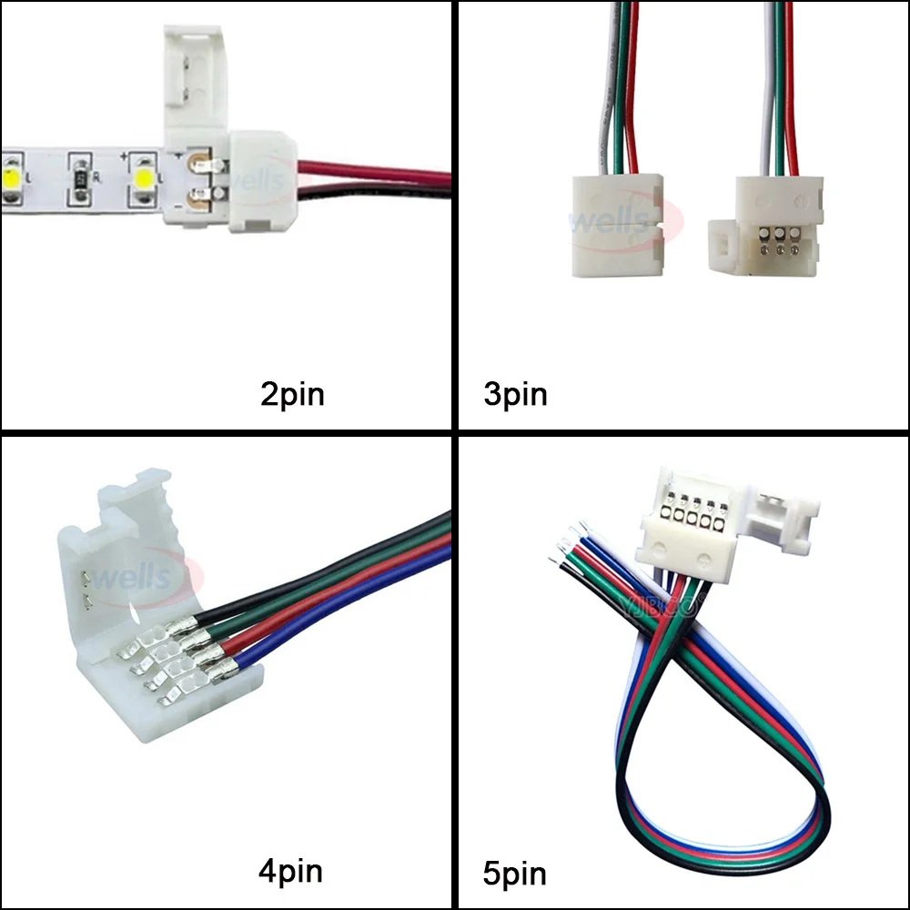 5 шт. 2pin 3pin 4pin 5pin светодиодный полосы светильник соединительный кабель с разъемом