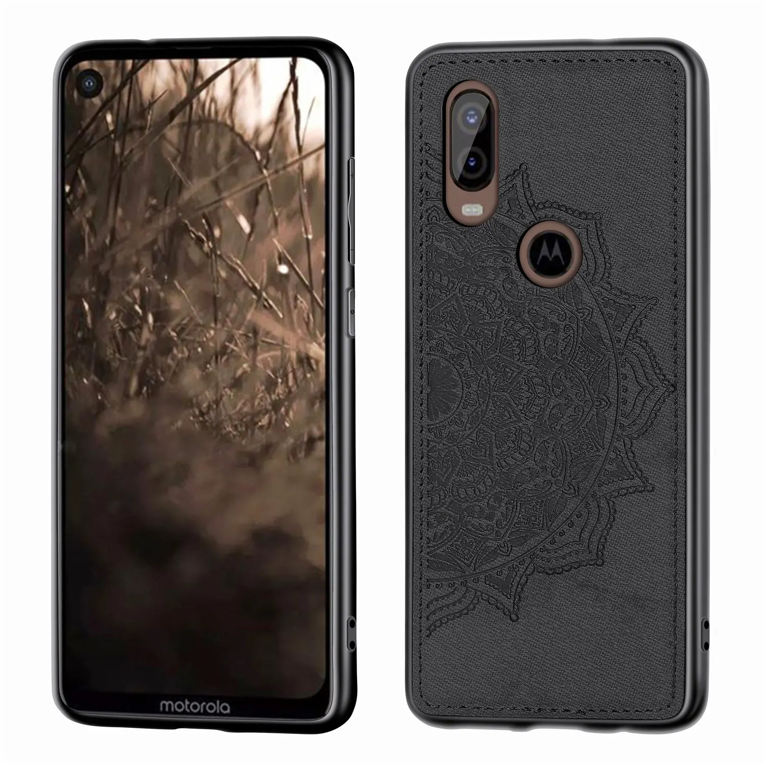 

Floral Phone Case For Moto One Vision For Moto P40 Soft TPU Frame Fabric Back Hard Holder Car Magnet