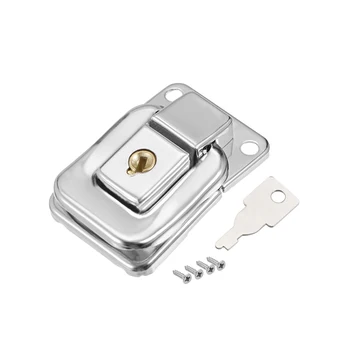 

uxcell 1/2/5/10pcs Small Size Suitcase Hasp 41mm x 28mm Metal Catch Latch with Keys and Screws Silver Durable