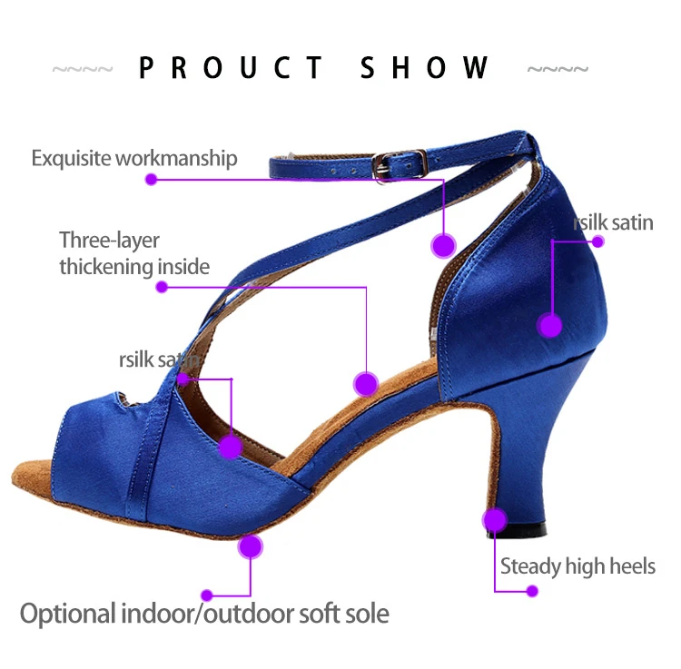 HOT Dropshipping Salsa jazz Outdoor Indoor practice latin dance shoes for women dancing sexy high heels  Satin Sandals