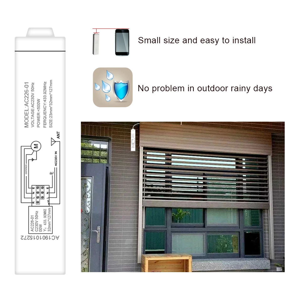 Receptor do Motor Interruptor de Parede para Cortina Universal Mini Controle Remoto Transmissor Automática Elétrica Doori Toldo 433 Mhz rf 11 Universal mini receptor do motor 433 mhz
