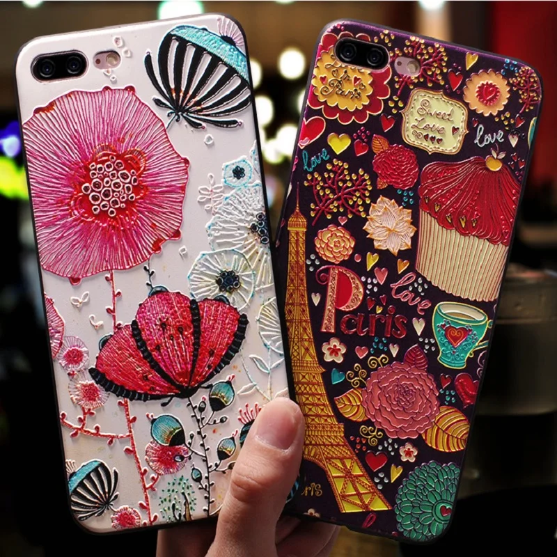 Cute 3D Emboss Cartoon Patterned Phone Case For iPhone XR XS MAX Cases Soft Silicone Cover X mobile phone | Мобильные телефоны и