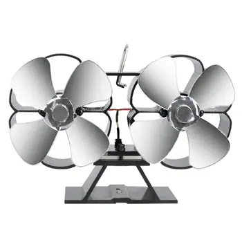 

Double Motor 8 Blades Heat Powered Stove Fireplace Eco Fan Silent Fuel Saving