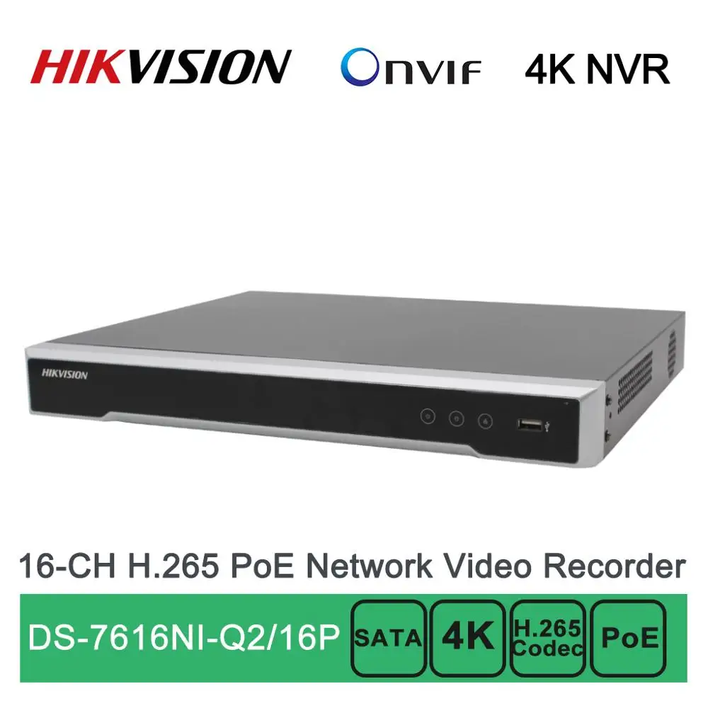 DS-7616NI-Q2/16P Hikvision английская версия 16CH H.265 PoE NVR Plug and Play station 4K Onvif оригинальный
