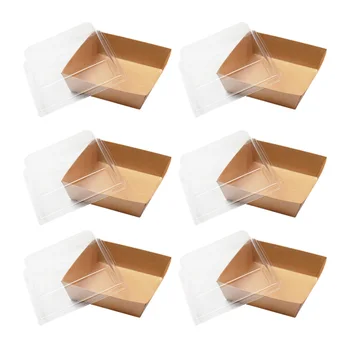 

50 pcs Cake Boxes Kraft Paper Sandwich Containers for Bread Shop Cafe Home
