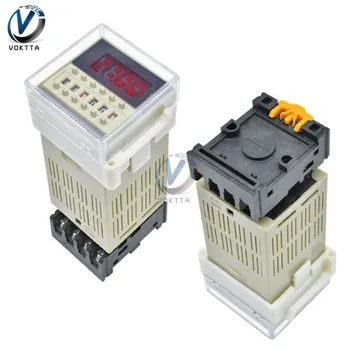 

DH48S-S DC12V 24V AC110V Time Relay Switch Timer On Delay 8 Pin Digital LED Programmable Repeat Cycle SPDT Time Relay with Base