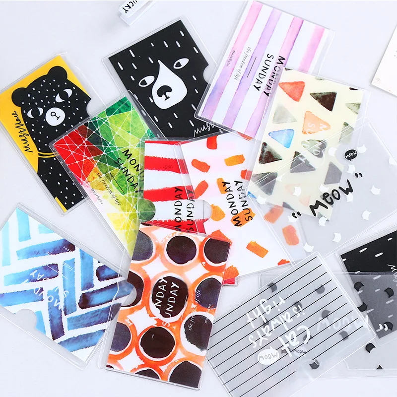 

NEW cartoon plastic translucent card sets holders animal pattern kid boys girls students school bus cards protection case cover