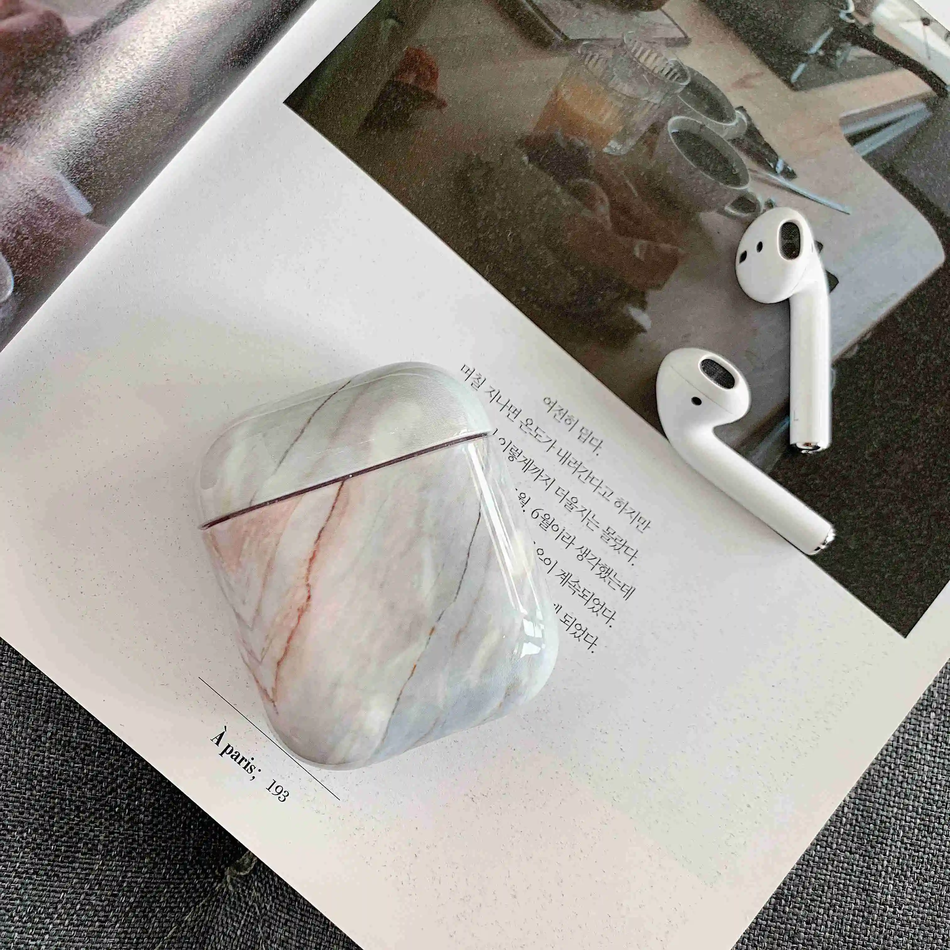 Coral Чехол для оригинального Apple Airpods, мраморный милый чехол для Apple Airpods 2 1, чехол, аксессуары для наушников, Air Pods, чехол, коробка, Coque - Цвет: Coral