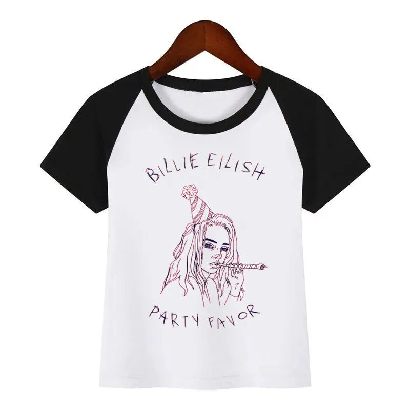 BoysGirls Billie Eilish/футболка с мультяшным принтом детская забавная одежда детская летняя футболка с короткими рукавами для малышей - Цвет: D232M