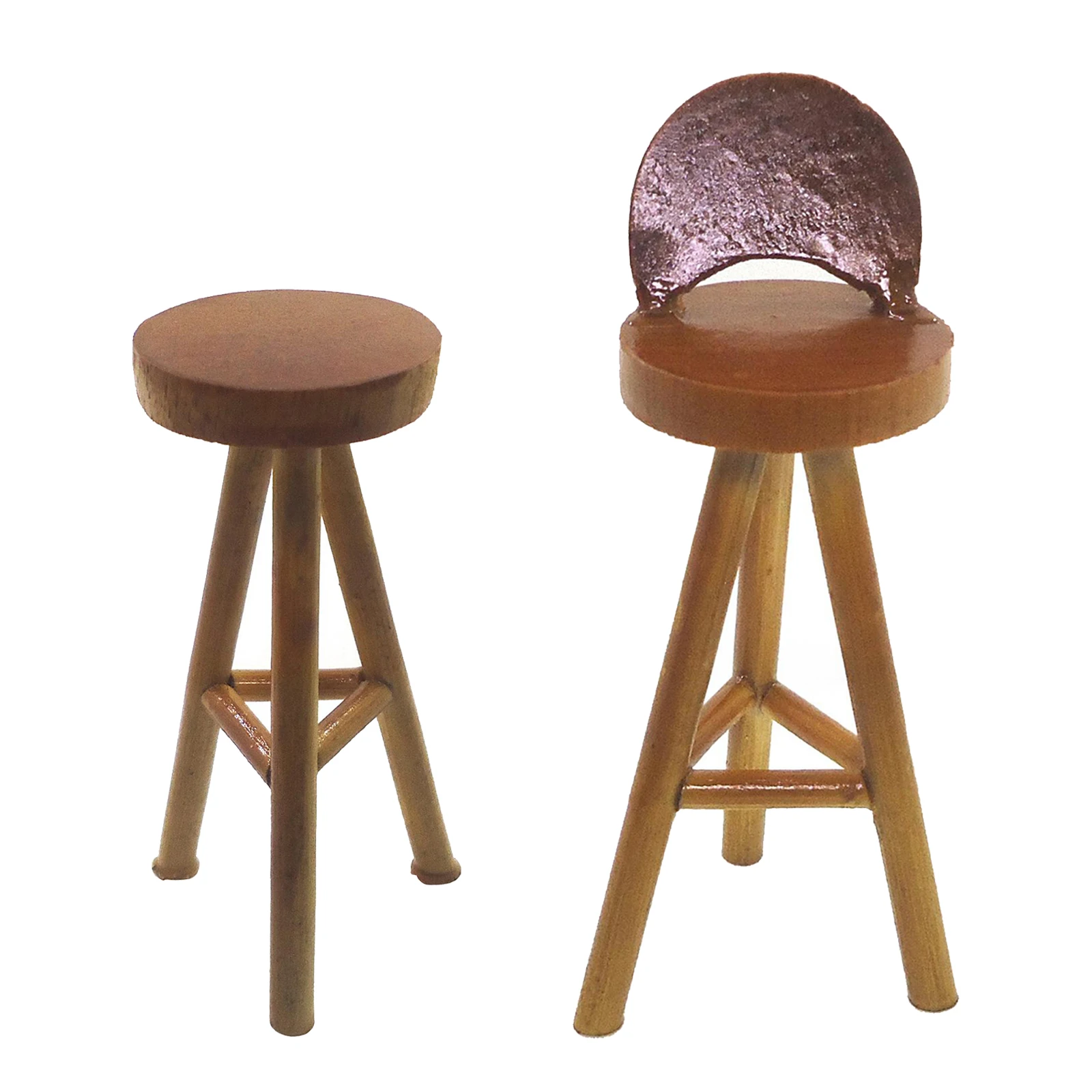 1/12 Miniature Furniture Wooden Chair Bar Stool for Dolls House Living Room Accs 