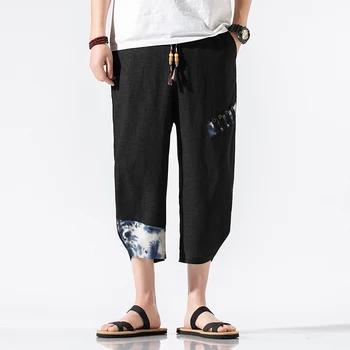 

Men's casual pants summer shorts trendy handsome harem pants youth loose large size printed wide leg pants Nepal bloomers