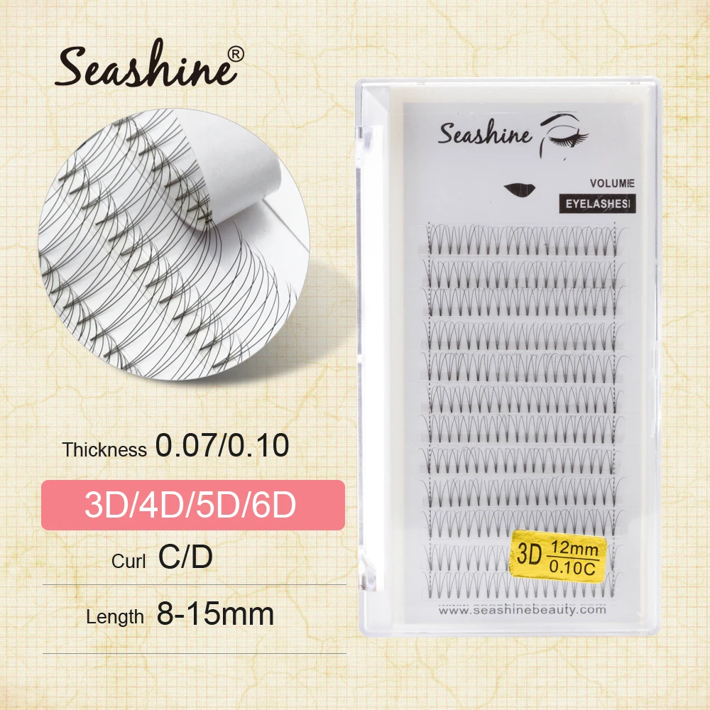 Seashine объемные ресницы 3d/4d/5d/6d короткий стебель предварительно сделанный фен для придания объема искусственной норки Premade русский объем наращивание ресниц