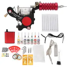 Набор блестящих татуировок Полный комплект татуировки иглы ручка педаль пигмент крюк линия Инструмент 90-265 в роторная Татуировка комплект