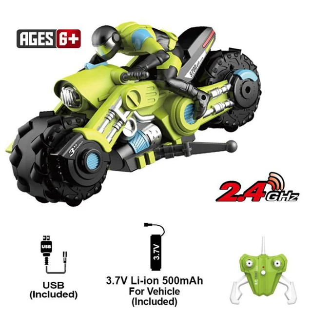 Kids 1:10 Remote Control Stunt Motorcycle Toy Boy 2.4G Wireless Remote Control Charging Balance Drift Electric Toy Holiday Gift 4
