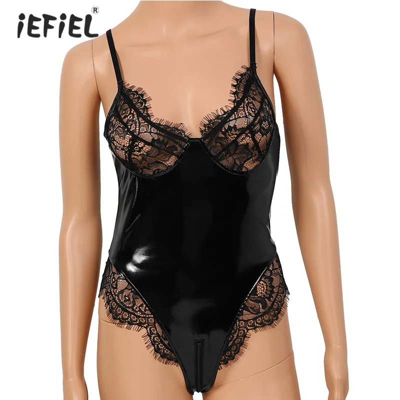 Женский латексный купальник Wetlook сексуальное нижнее белье из лакированной кожи