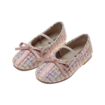 

Girls Bow Princess Shoes 2019 Autumn New Korean Version Of Color Matching Wild Baby Shoes Non-Slip Soft Bottom Peas Shoes