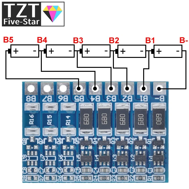TZT 1/3PCS 5S 4,2 V Li-Ion Balancer Board 18650 21 V Li-Ion Balancing Full Charge Batterie Balance Board – Detail 12