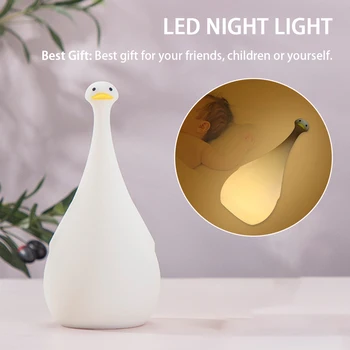 

USB Rechargeable Safe For Kids Bedside Lamp LED Night Light Bedroom Gift Home Decor Silicone Duck Shape Nursery Cute