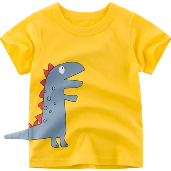 

2020 Summer Boys Girls Dinosaur Pattern Short Sleeve T-Shirt Kids Cotton White shirts For Kids Cartoon Print Clothes Clothing