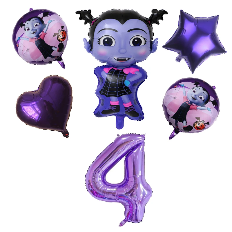 Purple 4 Новая вампирская девушка с воздушными шарами на день рождения Anniversaire вечерние украшения ужасов на Хэллоуин 40 дюймов фиолетовый Количество шариков детские игрушки Globos - Цвет: Purple 4