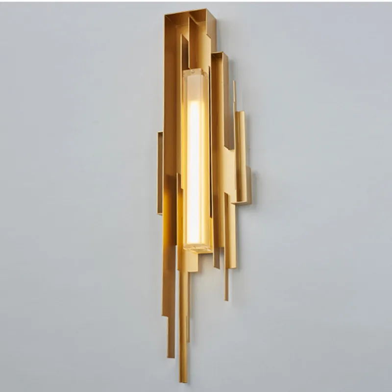 Modern Creative Golden Irregular Bedside Led Wall Light Art Brass Living Room Hotel Bedroom Decoration Wall Sconce Lamp