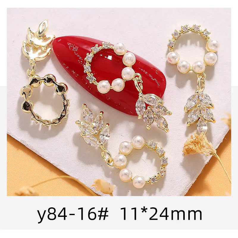 Y84-16 5 шт./партия, 3D цепь, кулон, сплав для маникюра, искусство, цирконовая жемчужина, металлические аксессуары для ногтей, ювелирные украшения, ногти "сделай сам", украшения, кулоны для ногтей - Цвет: Y84-16