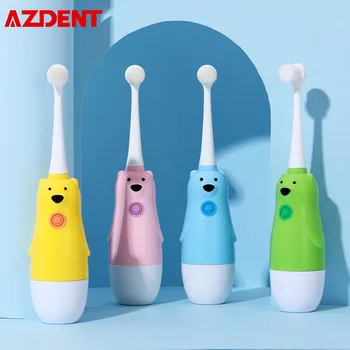 

AZDENT Children Electric Toothbrush Cartoon Frog Bear Penguin Kids Sonic Battery Powered Toothbrush Pink Green Blue Yellow White
