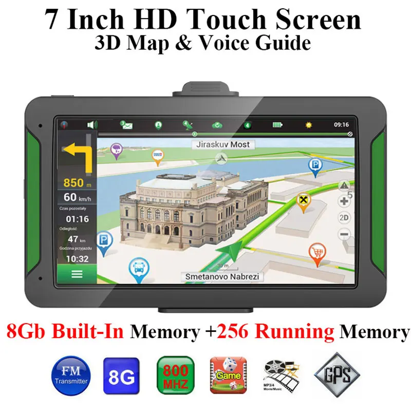 

S7 Car GPS Navigator 7 inch 8GB Portable Touch Screen Car GPS Navigation Auto FM Bluetooth Transmitter Europe North American Map
