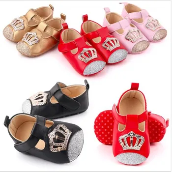 

New Baby Shoes Fashion Spring Autumn Newborn PU First Walker Soft Sole Anti-slip Infants Crib Shoes Baby Girls Princess Shoes