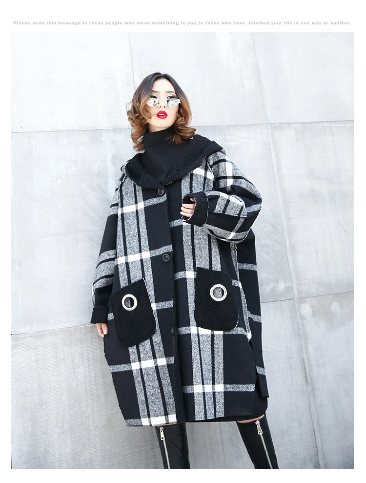 Max LuLu, корейская мода, дизайнерская женская теплая зимняя одежда, женские 3d клетчатые длинные шерстяные пальто, меховое пальто с капюшоном, большие размеры