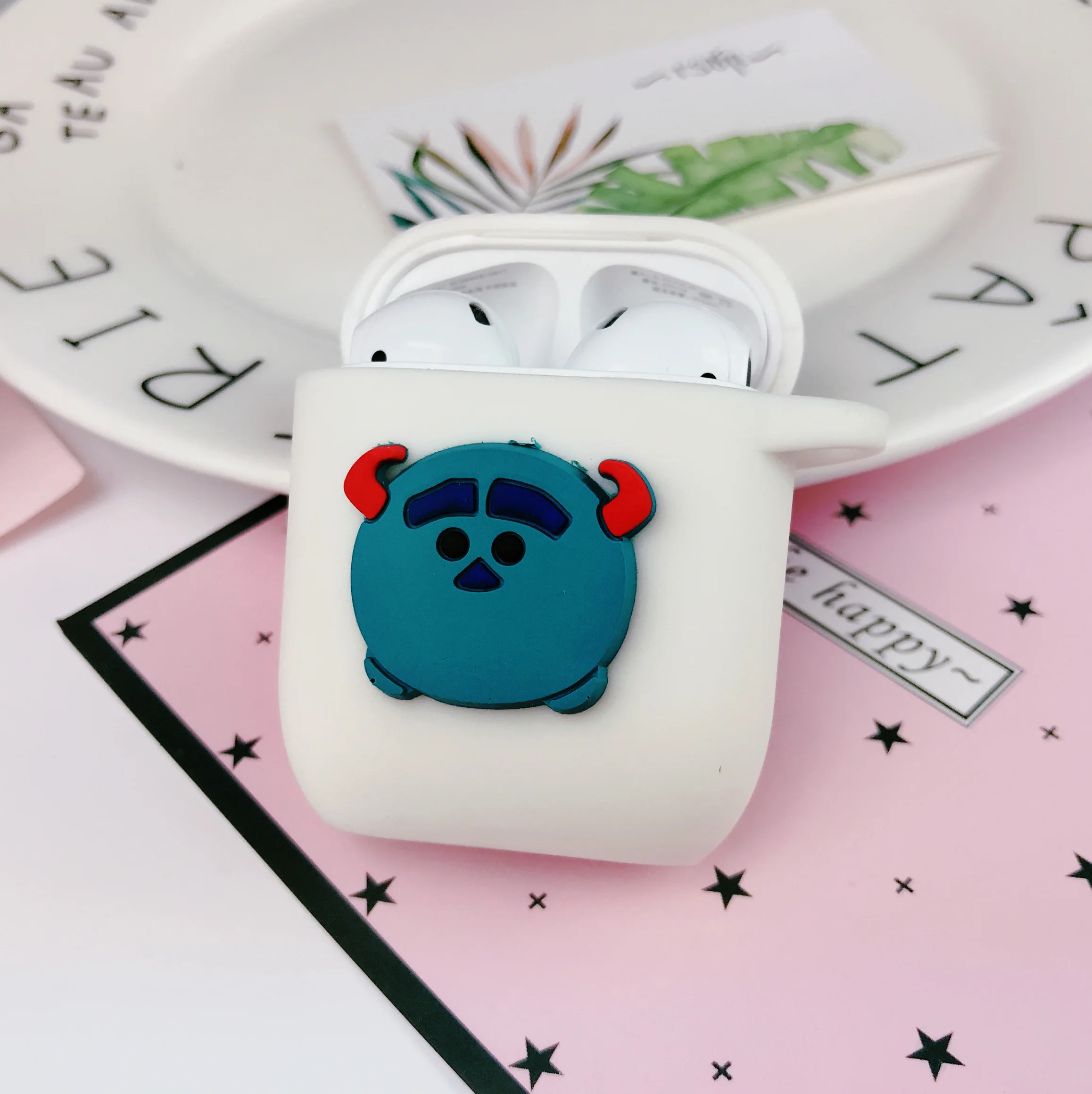 EJTWHI3D020 Милый 3D чехол с губкой Бобом квадратной паной для Airpods 2, силиконовый чехол для наушников, защитный чехол для Apple Airpods для Earpods, зарядный чехол - Цвет: EJTWHI3D020