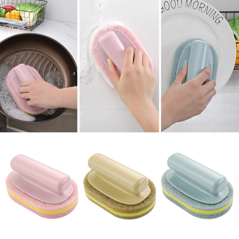 Cleaning Sponge Tableware Clean Descaling Floor Brush Dishwashing Plastic Household with Handle Pan Pot | Дом и сад